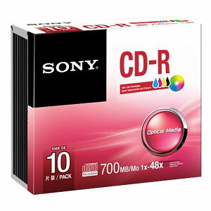 CD Gravavel SONY Printable Slim Case 48x 700Mb 80Min Pack10