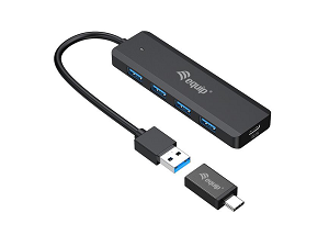 EQUIP 4-Port USB3.2 HUB USB-C Powered with USB-C Adapter