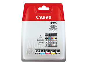 Tinteiro CANON nº 580+581(Pack5 PGI-580PGBK.CLI-581C.M.Y.BK)