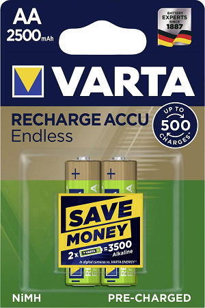 Pilhas VARTA Recarregaveis AA 1.2V 2500mAh (2 unidades)