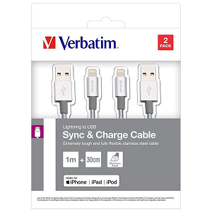 Cabo VERBATIM (USB«»Lightning) 0.30Mts+1.0Mts Pack2