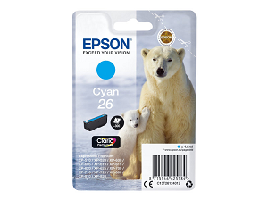 Tinteiro EPSON nº 26 XP-600.700.800 T2612 "Cyan"
