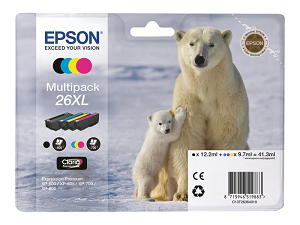 Tinteiro EPSON nº 26XL(Pack 4 T2631/T2632/T2633/T2634) T2636
