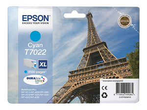 Tinteiro EPSON WorkForce Pro XL T7022 (2Kpág@5%) "Cyan"