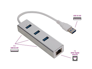 VALLEMAN USB3.0 to Gigabit Ethernet + 3xUSB3.0 Hub