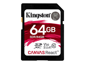 Secure Digital Card KINGSTON Canvas React Class10 U3 64Gb