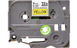 Fita BROTHER TZeS621 9mm Super Adesiva "Black on Yellow Tape