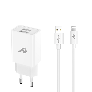 Transformador 2xUSB 5V~2.4A + (A«»Lightning) 1.0Mts "White"