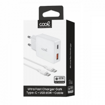 COOL Transformador 65W USB-C + Cabo USB-C 1.20Mts "White"