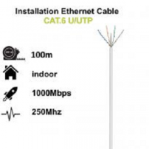 Cabo Rede CAT6 U/UTP CCA (Bobine 100 metros) Solid "Grey"