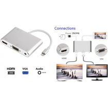 Adaptador NTECH (Lightning«»HDMI~VGA+Audio) "NBA810"