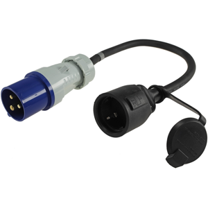 Cabo Adaptador Schuko Fêmea CEE 16A Monofásica Macho 0.35Mts