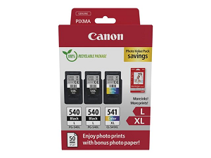 Tinteiro CANON nº 540L + nº 541XL 2xPG-540L+1xCL-541XL