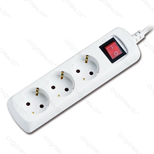 Bloco 3 Tomadas Standard 2P+T com Interruptor 5.0Mts "White