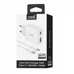 COOL Transformador 65W USB-C + Cabo USB-C 1.20Mts "White"