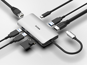 D-LINK 8-in-1 USB-C Hub HDMI~RJ45~SD~MicroSD~3xUSB3.0~PD100W