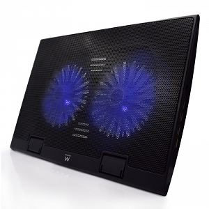 Base Ventilada EWENT 2xFan125mm+4-Port USB2.0 12"~17" Black