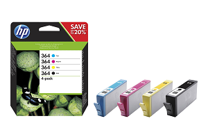 Tinteiro HP nº 364 (Pack 4 Black/Cyan/Magenta/Yellow) N9J73E