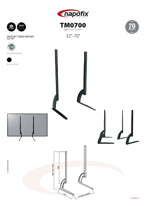 NAPOFIX TM0700 Suporte de Mesa para TV 32">70" "Black"